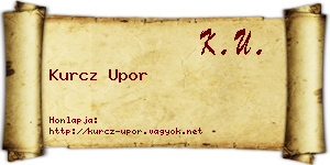 Kurcz Upor névjegykártya